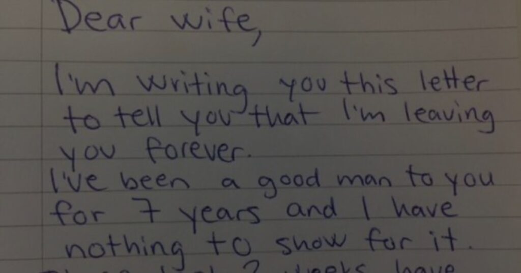 He demands a divorce in a letter to his wife – and instantly regrets every word