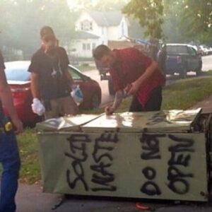 They found a refrigerator on the street that read “DO NOT OPEN”