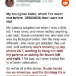 My Biological Sister I Never Met before Demands That I Save Her Life