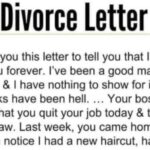 THE BEST DlVORCE LETTER EVER! Dear Wife, I’m keeping in touch with you this letter to let you know