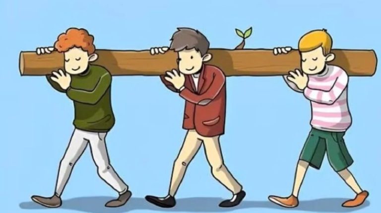 Use your wit to figure out who among the three men is carrying the heaviest load on their shoulders.