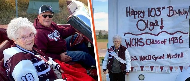 The 103-year-old grandmother is celebrating her birthday. A parade was organized in his honor as the school’s oldest graduate