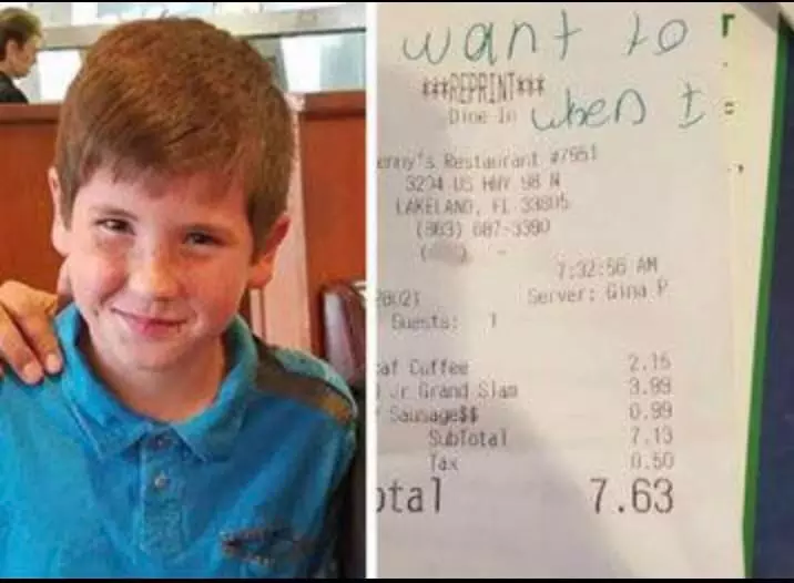Young boy comes across a cop and slips him a note – He reads it quickly jumping up from his seat