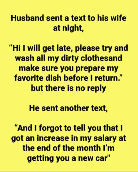 Husband sent a text to his wife at night