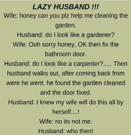 LAZY HUSBAND !!! (FUNNY STORY)