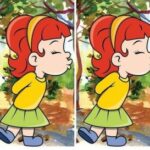 A kissing girl. Find the difference in the picture in 16 seconds