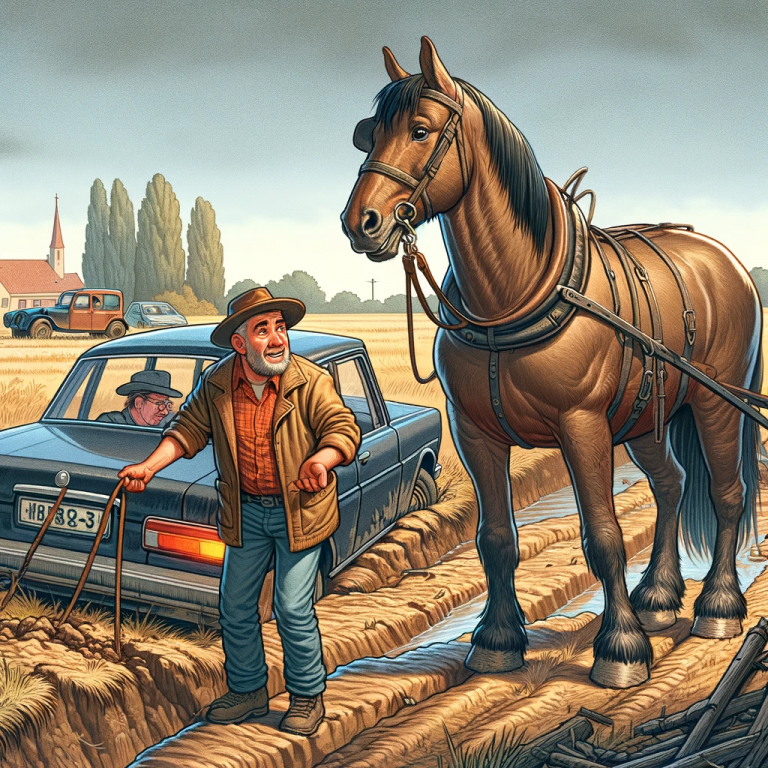 An out-of-towner drove his car into a ditch