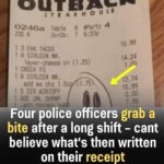 Four police officers decide to grab a meal after a long shift – what they discover on their receipt leaves them shocked