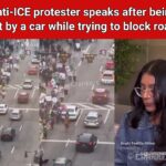 Anti-ICE protestor hit by car when trying to block the road
