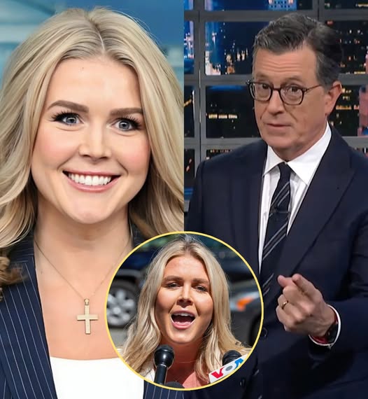 SHOCKING SHOWDOWN: Karoline Leavitt Hijacks Stephen Colbert’s Stage in Fiery Clash—Audience Gasped, Segment Cut Short, and TV History Made!
